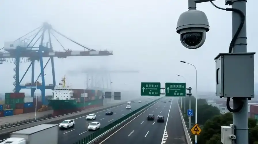 Forward-scatter visibility sensor installed along a highway corridor measuring dense localized fog.